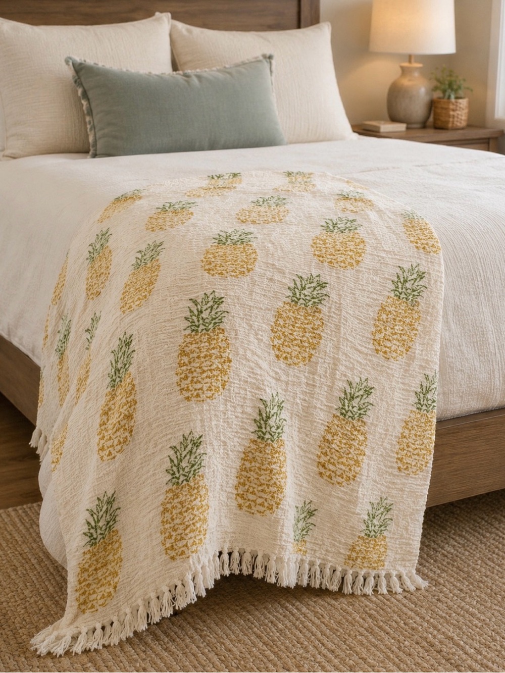 Crafted by Envogue Pineapple Print Cotton Throw